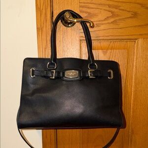 Michael Kors Black Shoulder Bag with Silver Accents